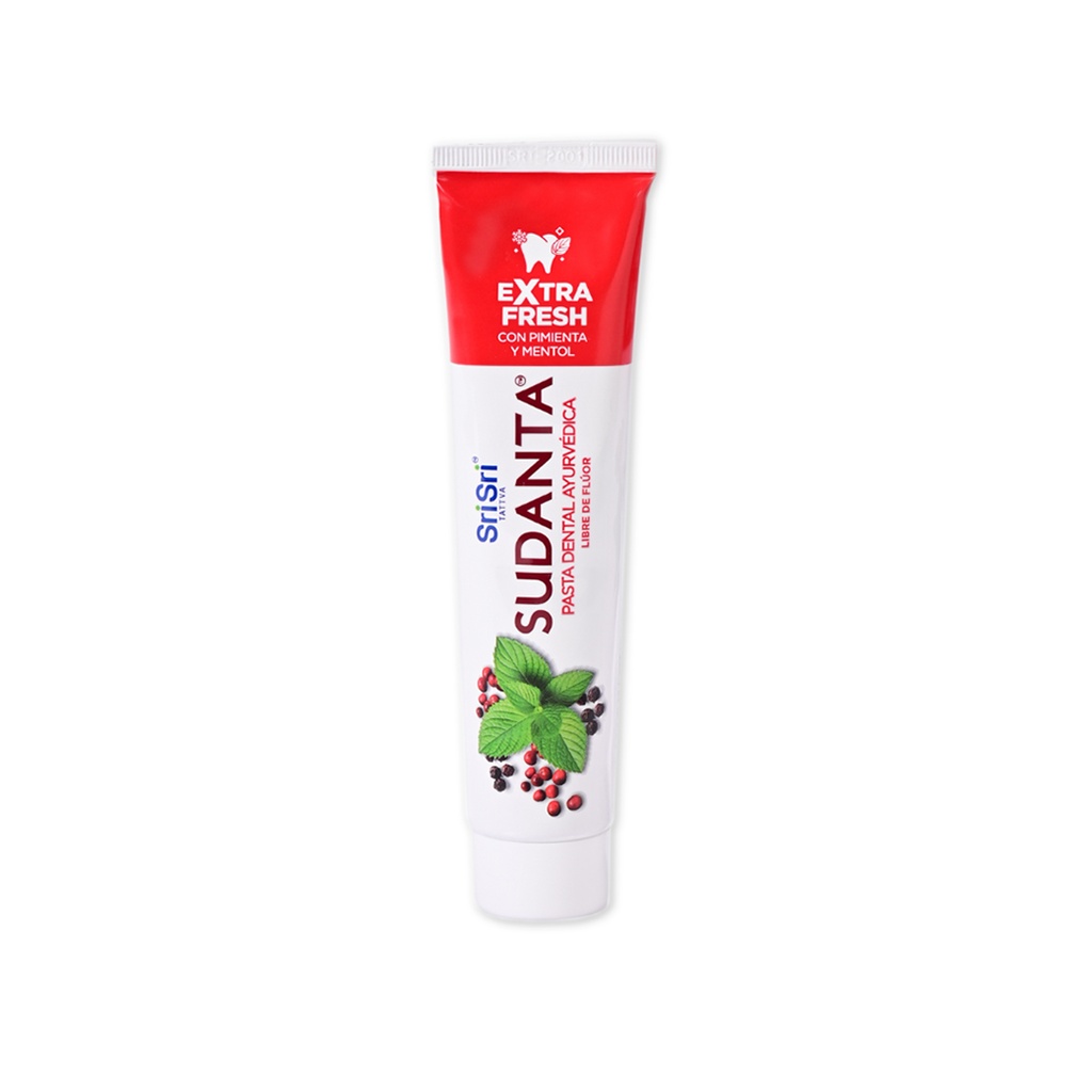 Pasta dental Sri sri ayurvedica Sudanta extra fresh pimenta y mentol x 50grs x 3u