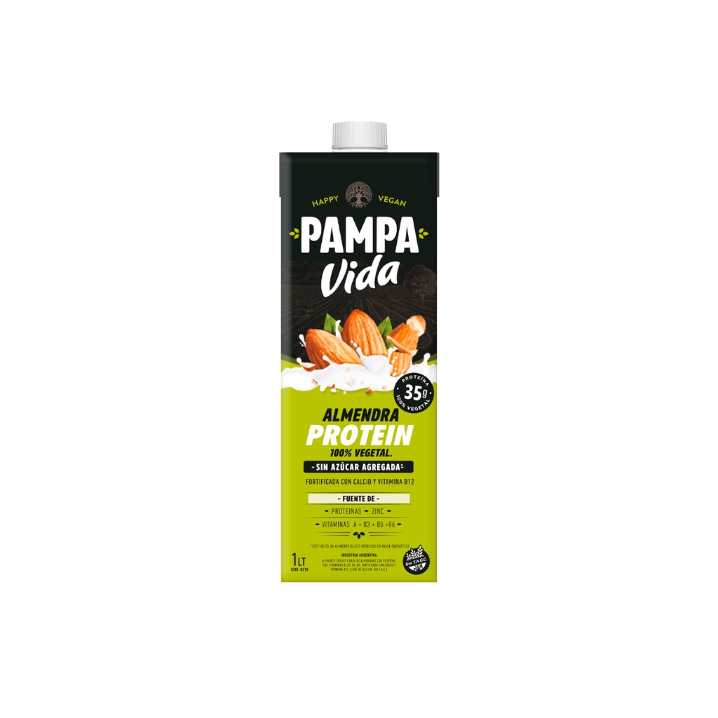 Leche Almendras Pampa Vida Protein sin azucar x 1L x 3u 