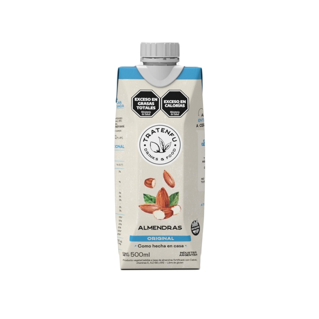 Leche de almendras Tratenfu original sin azucar x 500ml x 3u