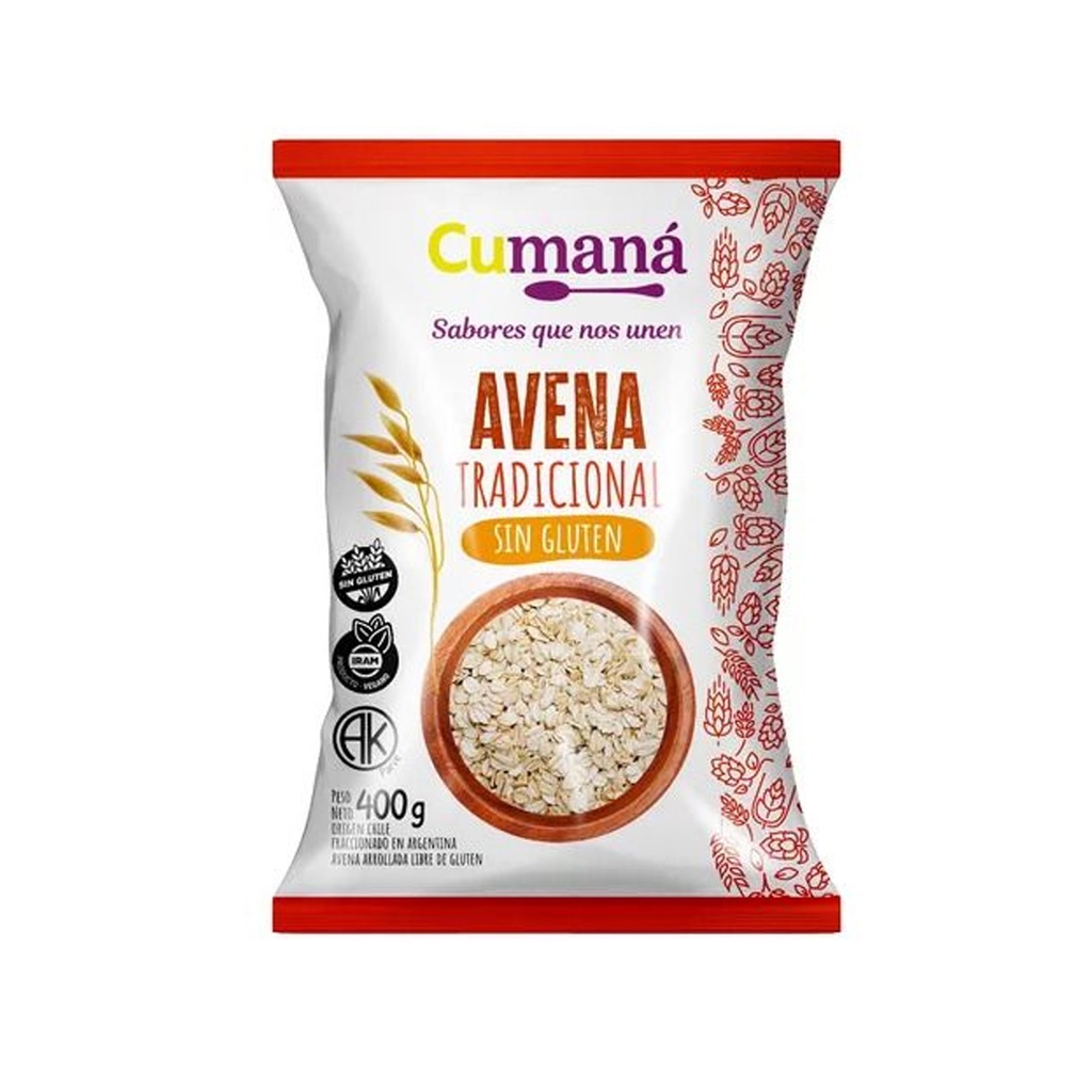 Avena tradicional cumana sin tacc x 400grs x 3u