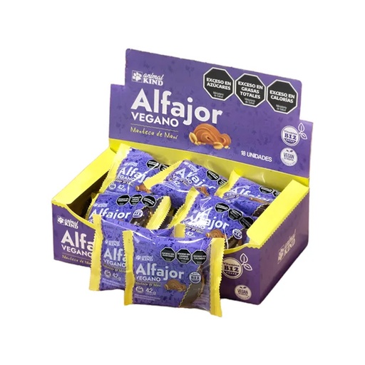 [BSAAKV001] Alfajor Vegano manteca de Mani Animal Kind x 42gr x 18u x 1 caja