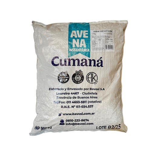 [CLAICSTBS005] Avena instantanea cumana sin tacc x 5kg